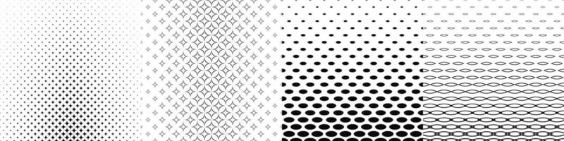 Black and white pattern collection - curved star, ellipse patterns vector