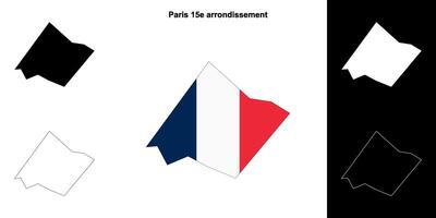Paris 15e arrondissement arrondissement outline map set vector