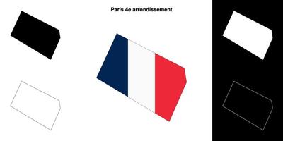 Paris 4e arrondissement arrondissement outline map set vector