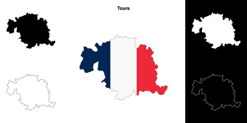 Tours arrondissement outline map set