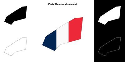 Paris 17e arrondissement arrondissement outline map set vector