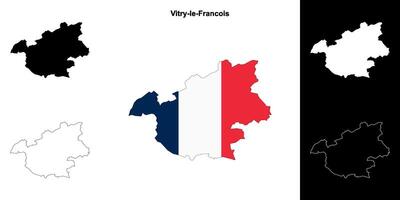 Vitry-le-Francois arrondissement outline map set vector