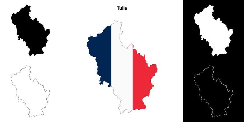 Tulle arrondissement outline map set