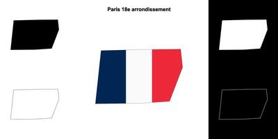 Paris 18e arrondissement arrondissement outline map set vector