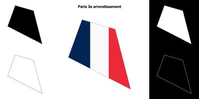 Paris 3e arrondissement arrondissement outline map set vector