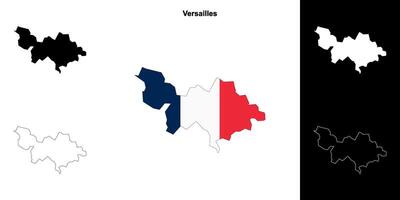 Versailles arrondissement outline map set vector