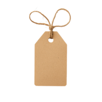 A simple brown tag with a string for labeling or price tagging items effectively. png