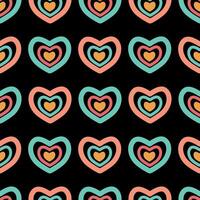 Valentine's day seamless pattern. Bright colorful hearts on a black background. illustration for wrapping paper, card, fabric, cover, background vector