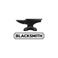 Blacksmith craft logo design with black silhouette antique workshop emblem forge anvil templet illustration, suitable for your design need, logo, illustration, animation, etc. vector