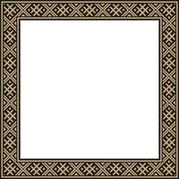 gold and black square Belarusian national ornament frame. Ethnic pattern rectangle of Slavic vector