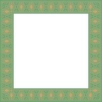 square European gold with green ornament. Rectangular pattern, circle, ring of the Middle Ages. Revival border. Decorations of palaces and churches. vector
