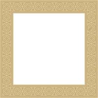 square european gold ornament. Rectangular pattern, circle, ring of the Middle Ages. Revival border. Decorations of palaces and churches. vector