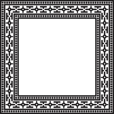 square black monochrome ancient Russian ornament. Slavic rectangle, border, frame. Painting of the royal chambers