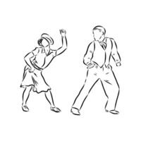 a drawing of two people dancing in the 1920s vector
