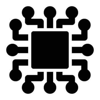 Chip, Processor, Microcontroller Glyph Solid Icon vector