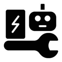 Robot Kit, Maintenance Glyph Solid Icon vector