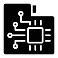 Circuit Board, Electronic Chipset Glyph Solid Icon vector