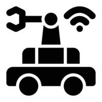 Robot Car, Autonomous Vehicle Glyph Solid Icon vector