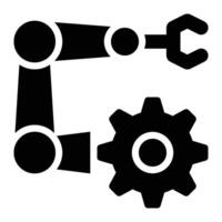Robotic Machine, Automation Glyph Solid Icon vector