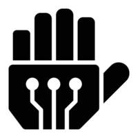 Robotic Hand, Bionic Glove Glyph Solid Icon vector
