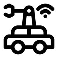 Robot Car, Autonomous Vehicle Outline Icon vector