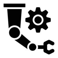 Robotic Engineering, Industrial Robot Glyph Solid Icon vector