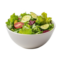 Fresh salad with vibrant vegetables in a white bowl, perfect for healthy meals. png