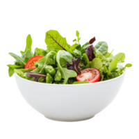 Fresh salad bowl with mixed greens and tomatoes for a healthy meal option. png