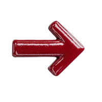 Glossy red arrow pointing right for guidance and direction in design projects. png