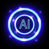 Digital technology AI dark blue background. Ring circuit technology chipset cloud concept. Design for connection communiction computer. vector