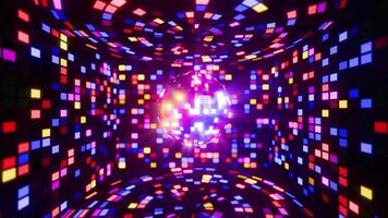 Vibrant Disco Ball Animation with Dynamic Pixel Background. Looped animation video