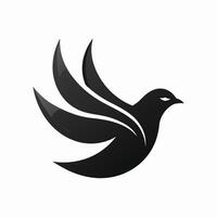 A black bird flying in the air on a white background vector