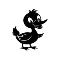 A black and white cartoon duck with a smile vector