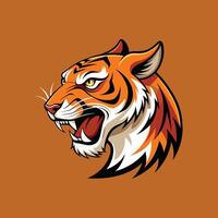 A tiger head on a brown background vector