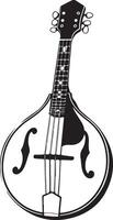 A mandolin is shown in black and white vector