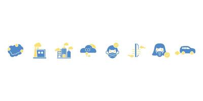 Air Pollution icon set.Editable stroke.linear style sign for use web design,logo.Symbol illustration. vector