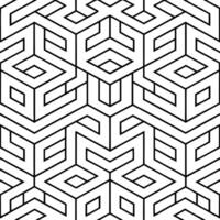 Abstract Black and White Geometric Design with Interlocking Forms. vector
