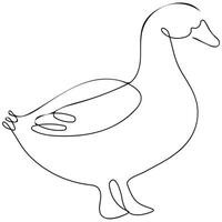 simple drawing of poultry namely farm duck drawn in one line side view for logos, design or typography vector