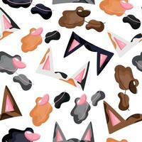 seamless pattern with various cat ears, namely gray, black, spotted and brown cat ears, for cat day, for various designs, posters or banners vector