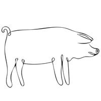 minimalist drawing of piglet side view drawn with one line, for logos, decor or posters vector