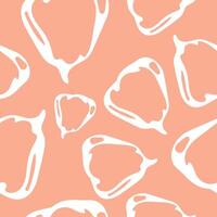 seamless autumn pattern with bulging pumpkins drawn with a white outline placed chaotically on a pastel pink background vector
