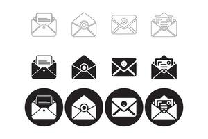 Email and Letter Icon Set in Various Styles vector