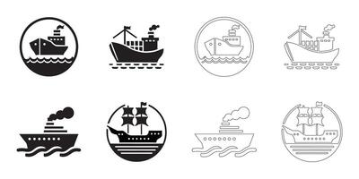 Ship Icon Set in Various Styles vector
