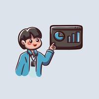 Boy Character Presenting Data Analysis vector