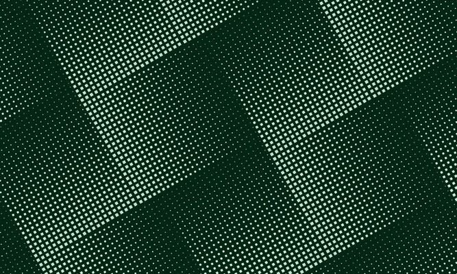Green halftone square pixels pattern. geometric dark background.