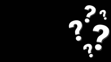 Question mark animation appearing with copy space on transparent background, perfect for FAQs and queries. video