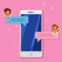 An illustration of a couple exchanging messages, missing each other deeply vector