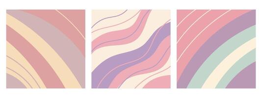 Set of abstract pastel backgrounds with wavy shapes. Pastel illustrations, backgrounds vector