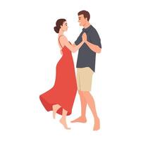 Couple dances gracefully together, sharing a romantic and intimate moment with joyful expressions. vector