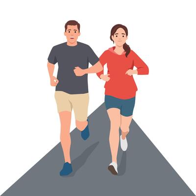 Couple enjoys a refreshing run together, fitness, motivation, a healthy lifestyle.